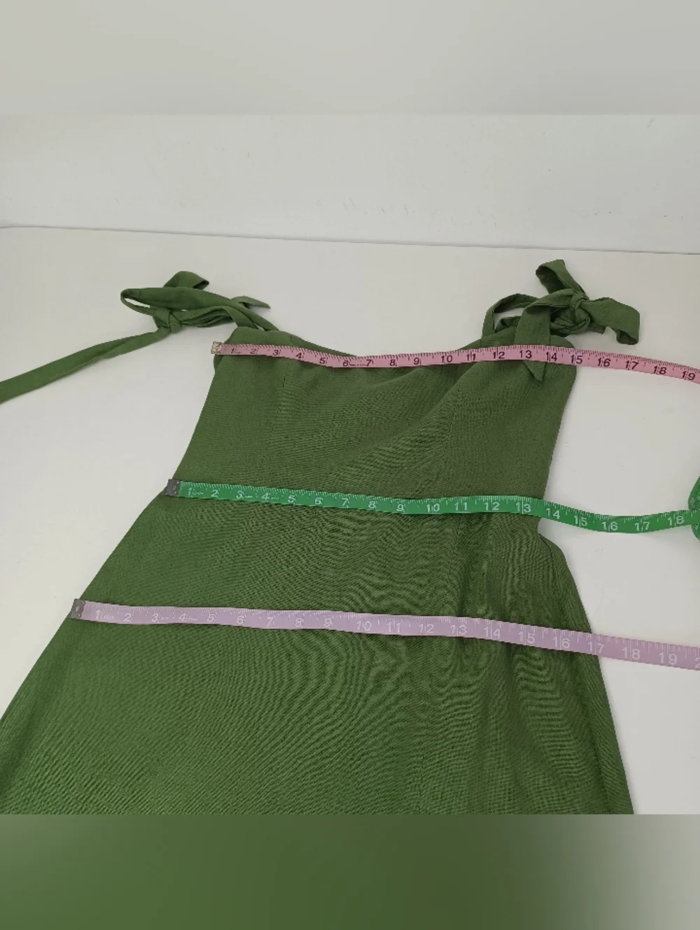 Park And Fifth Tilley Mini Dress Size S Women Feminine Tie Shoulder In Forest - Picture 9 of 11